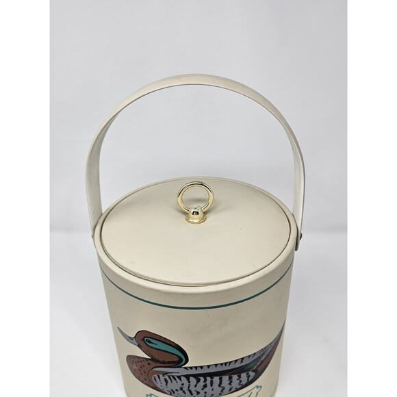Vtg Georges Briard MCM Ice Bucket Green Winged Teal Duck Mallard Hunting Barware - Picture 4 of 10